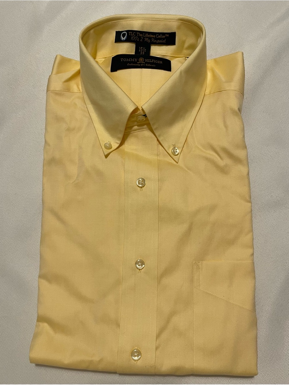 Tommy Hilfiger Men’s Pale Yellow Button-Down Dress Shirt